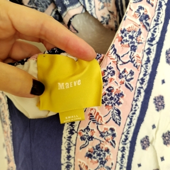 Anthropologie Maeve Summertide Midi High Low Flounce Sleeve Dress Loose sz S - Picture 5 of 8